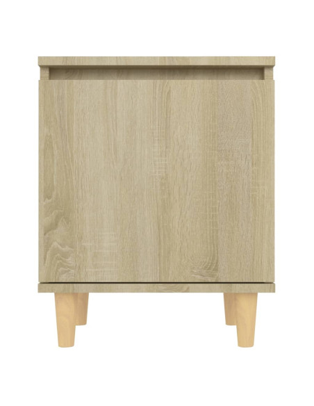 Comodino con Gambe in Legno Massello Rovere Sonoma 40x35x50cm