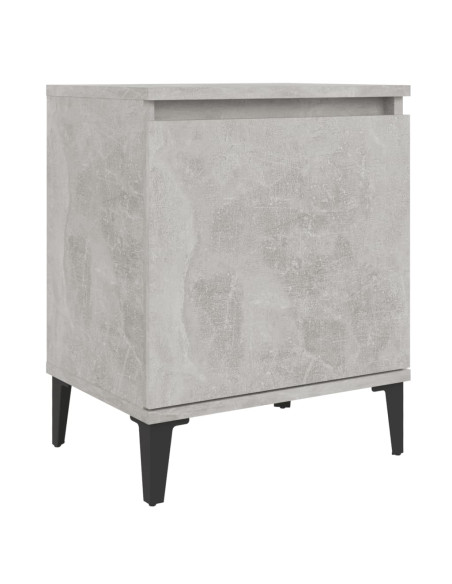 Comodino con Gambe in Metallo Grigio Cemento 40x30x50 cm