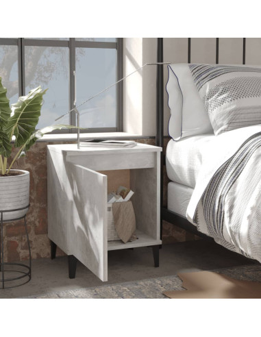Comodino con Gambe in Metallo Grigio Cemento 40x30x50 cm