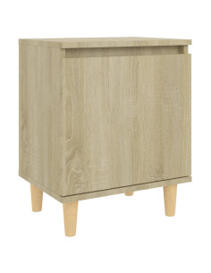 Comodino con Gambe in Legno Massello Rovere Sonoma 40x35x50cm 2