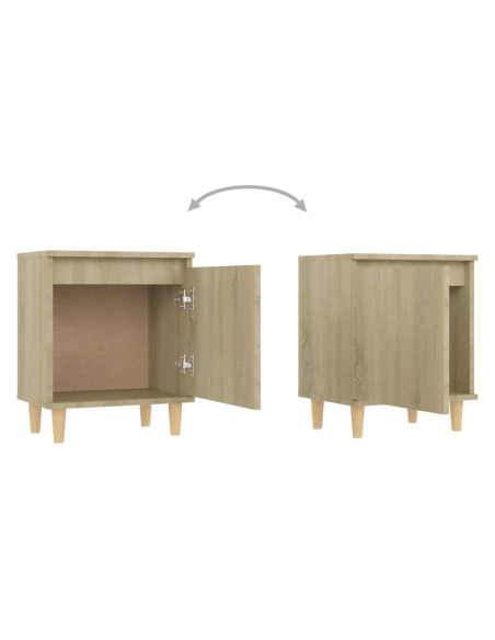 Comodino con Gambe in Legno Massello Rovere Sonoma 40x35x50cm