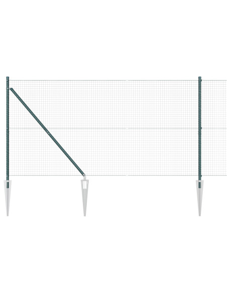 Recinzione in Filo Saldato  con 13 pali a picchetto Verde 1.4x50 m Acciaio
