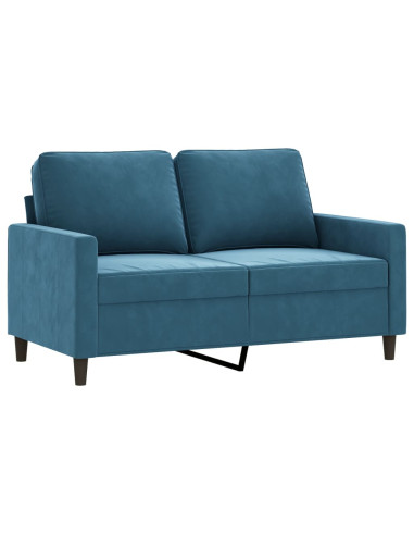 Set di Divani 3 pz con Cuscini Blu in Velluto