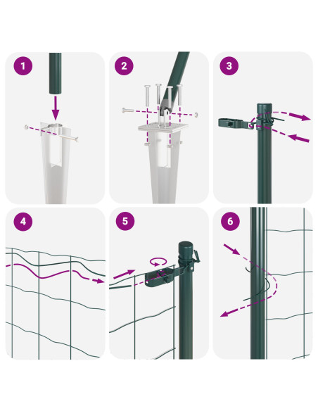 Recinzione in rete saldata  con 13 picchetti verde 1x50 m acciaio