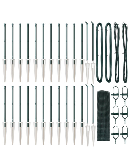 Recinzione in rete saldata  con 13 picchetti verde 1x50 m acciaio