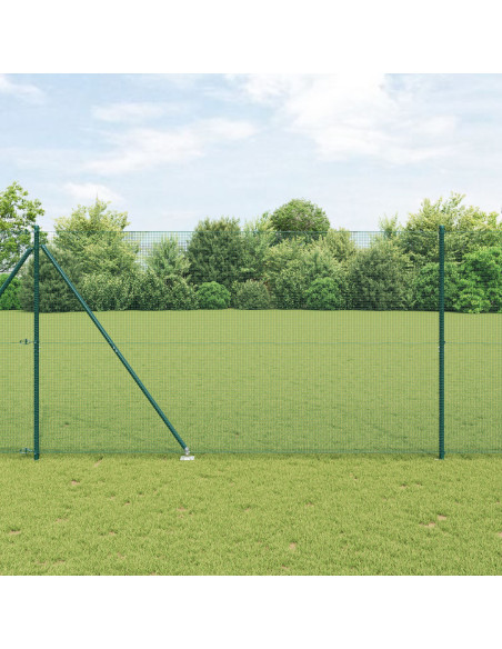 Recinzione in Filo Saldato  con 13 Pali a Spillo Verde 1.5x50 m Acciaio