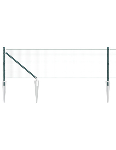 Recinzione a Rete Saldato con 13 Picchetti Verde 0,6x100 m Acciaio