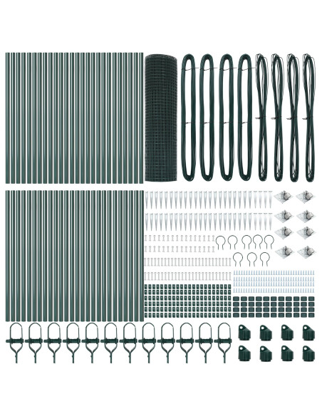 Recinzione a Rete Saldato con 13 Picchetti Verde 0,6x100 m Acciaio