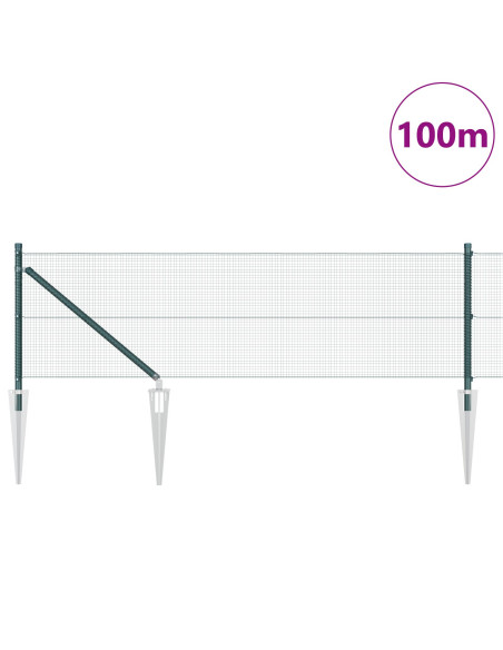 Recinzione in rete saldata  con 13 pali a sonda Verde 0.8x100 m Acciaio