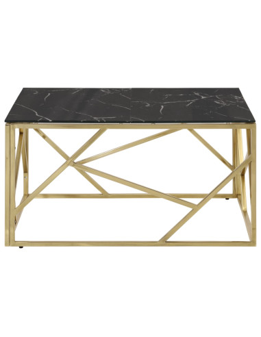 Tavolino Salotto Dorato Acciaio Inossidabile e Vetro Temperato