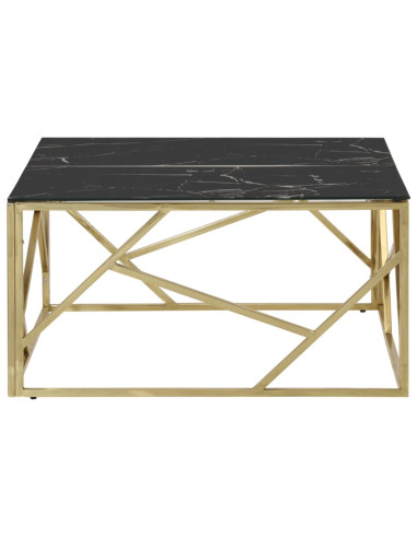 Tavolino Salotto Dorato Acciaio Inossidabile e Vetro Temperato