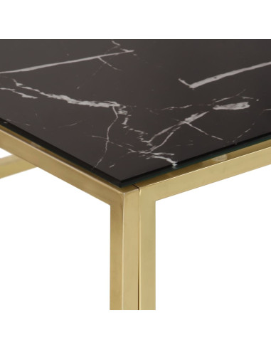 Tavolino Salotto Dorato Acciaio Inossidabile e Vetro Temperato