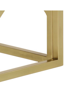 Tavolino Salotto Dorato Acciaio Inossidabile e Legno Massello