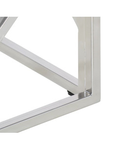 Tavolino Salotto Argento Acciaio Inossidabile Vetro Temperato