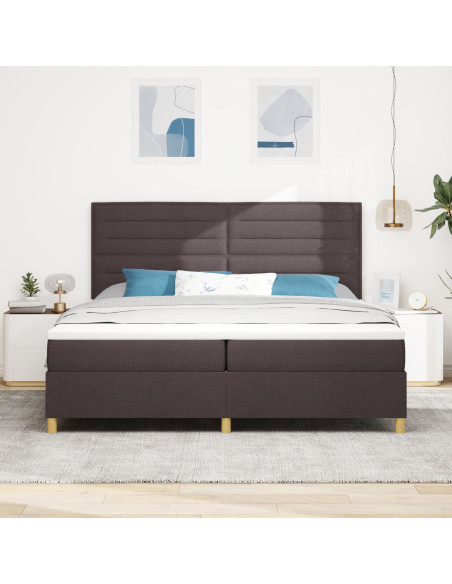 Letto con rete a doghe  marrone scuro 200x200 cm tessuto