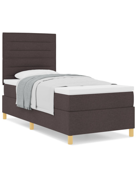 Letto a molle  con materasso marrone scuro 100x200 cm Tessuto