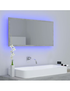 Specchio da Bagno a LED Grigio 90x8,5x37 cm in Acrilico
