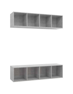 Mobile TV a Parete 2 pz Grigio Cemento in Truciolato 2