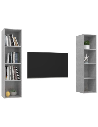 Mobile TV a Parete 2 pz Grigio Cemento in Truciolato
