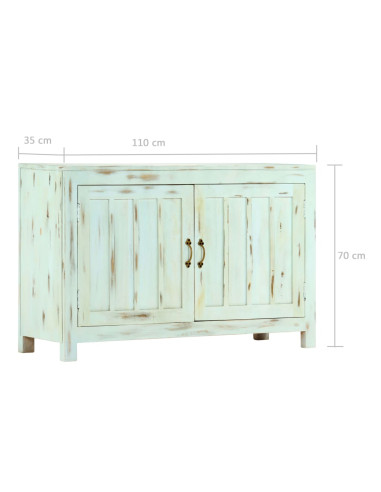 Credenza Azzurra 110x35x70 cm in Legno Massello di Mango