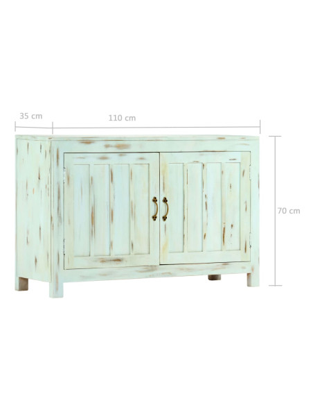Credenza Azzurra 110x35x70 cm in Legno Massello di Mango