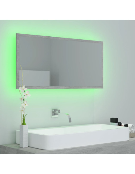 Specchio da Bagno a LED Grigio 90x8,5x37 cm in Acrilico