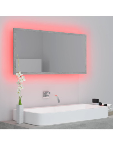 Specchio da Bagno a LED Grigio 90x8,5x37 cm in Acrilico