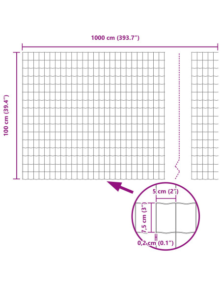 Recinzione con Posto Argento 1 x 10 m Acciaio