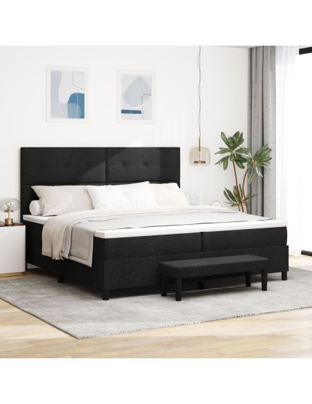 Struttura Letto  con Materasso Set di 2 Nero Tessuto 200 x 200 cm