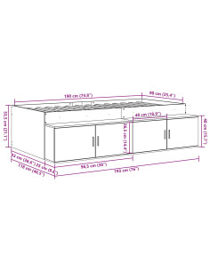 Struttura del letto Grigio Sonoma 90 x 190 cm Legno multistrato