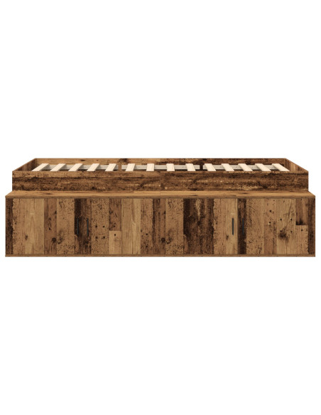 Struttura letto contenitore  Legno invecchiato 90x190 cm