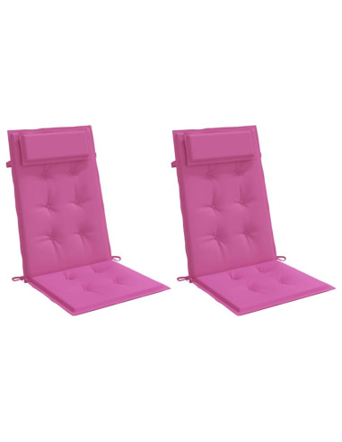 Cuscini per Sedia con Schienale Alto 2pz Rosa in Tessuto Oxford