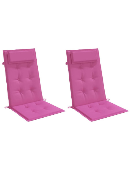 Cuscini per Sedia con Schienale Alto 2pz Rosa in Tessuto Oxford