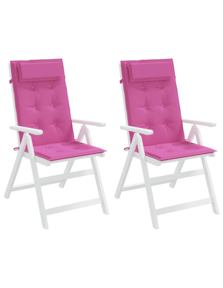 Cuscini per Sedia con Schienale Alto 2pz Rosa in Tessuto Oxford