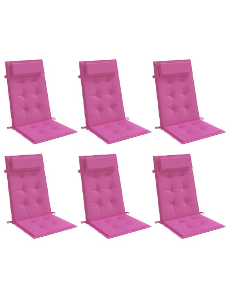 Cuscini per Sedia con Schienale Alto 6pz Rosa in Tessuto Oxford