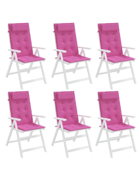 Cuscini per Sedia con Schienale Alto 6pz Rosa in Tessuto Oxford