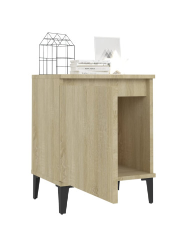 Comodino con Gambe in Metallo Rovere Sonoma 40x30x50 cm
