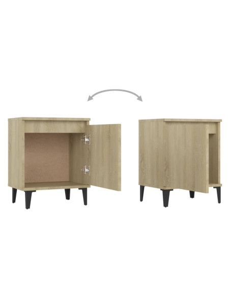 Comodino con Gambe in Metallo Rovere Sonoma 40x30x50 cm