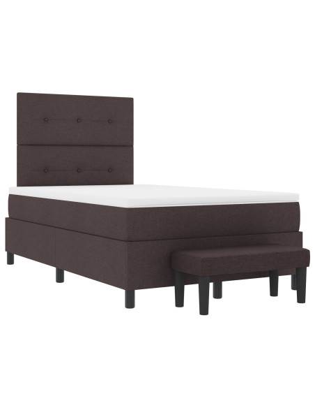 Struttura Letto  con Materasso Set di 2 Marrone Scuro Tessuto