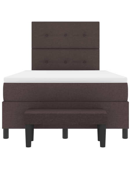 Struttura Letto  con Materasso Set di 2 Marrone Scuro Tessuto