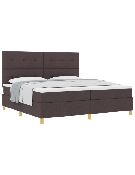Letto con Box Spring  Marrone Scuro 200x200 cm Tessuto