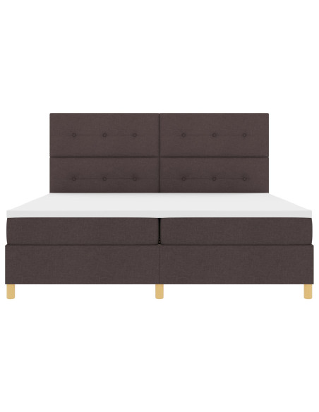 Letto con Box Spring  Marrone Scuro 200x200 cm Tessuto