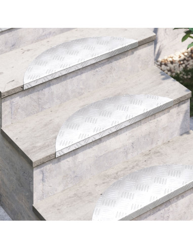 Gradini per Scale Mezzaluna 10 pcs Argento 60 x 18 cm Alluminio