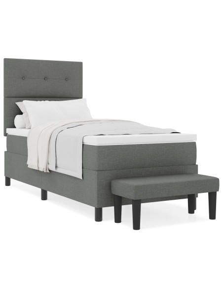 Struttura Letto  con Materasso Set di 2 Grigio Tessuto