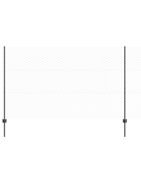Posti da Recinzione  22 pz U-Channel Grigi 140 cm Acciaio, Recinzione Esagonale  Grigia 1.4x25 m Acciaio