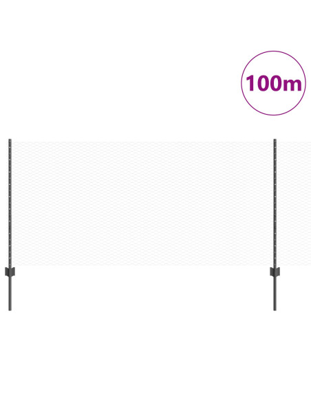 Pali di Recinzione  22 pcs U-Channel Grigio 100 cm Acciaio, Recinzione Esagonale  Grigia 1x100 m Acciaio