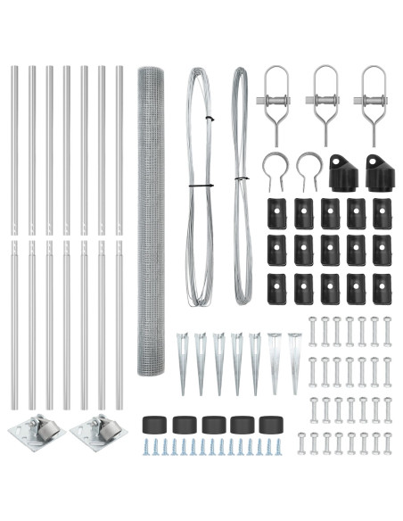 Set di Pali di Recinzione  2 Pali Acciaio Zincato 10 x 1.5 m