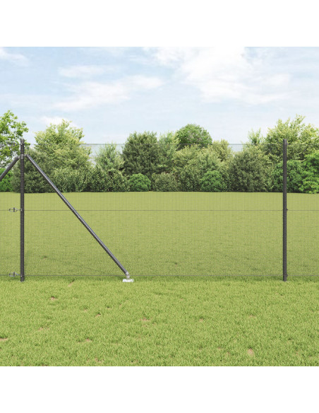 Recinzione in Filo Saldato  con 13 Picchetti Grigio 1x100 m Acciaio