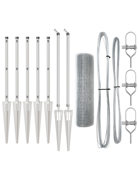 Set di Pali per Recinzione  Set di 2 Acciaio Zincato 10 x 0,5 m
