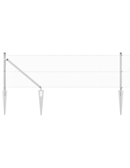 Recinzione in Rete Saldato  con 7 Picchetti 0.6x10 m Acciaio Zincato